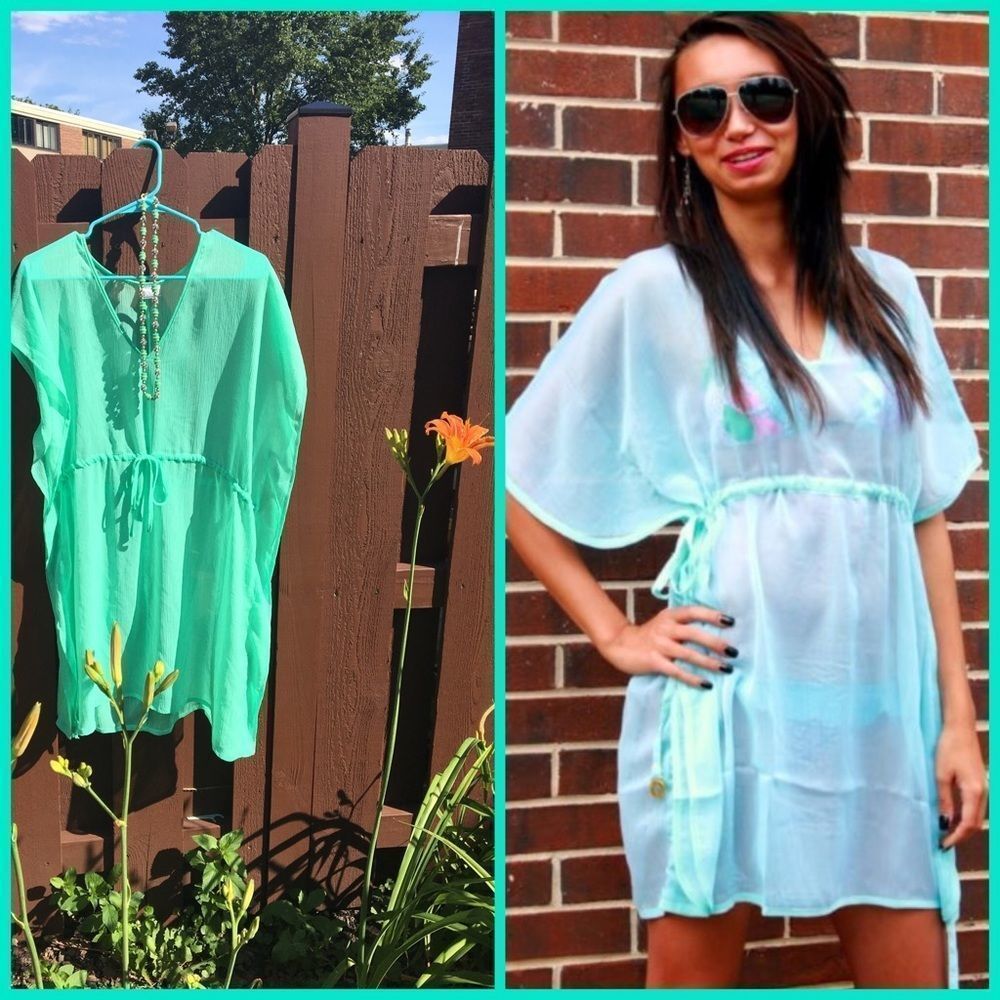 🎉HP!🎉 Seafoam Swim Cover/Kaftan Sz S-L